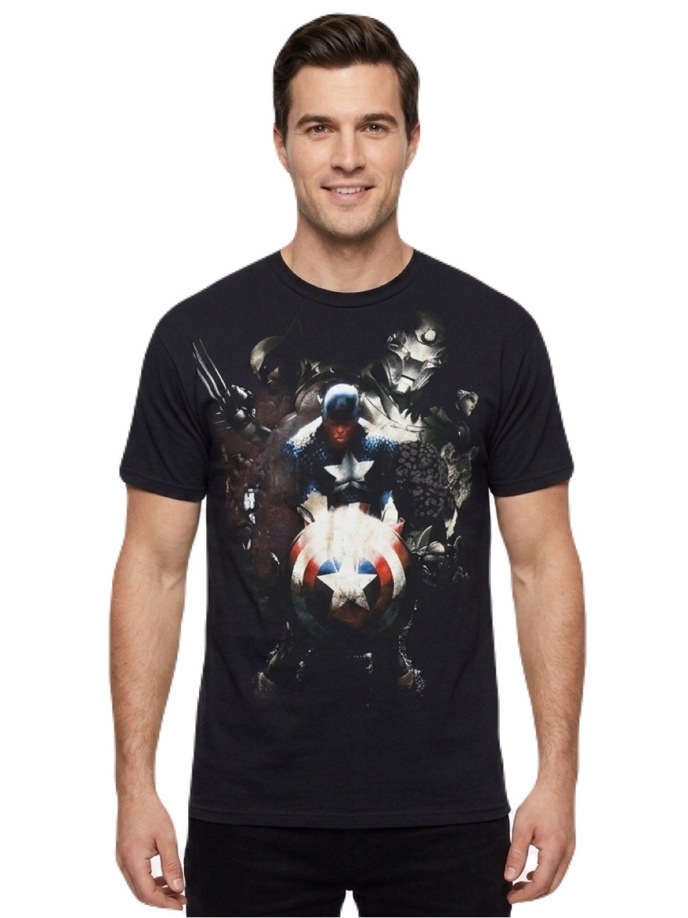 Marvel Mad Engine Shirt Mens Large Black Short Sleeve Captain America Graphic